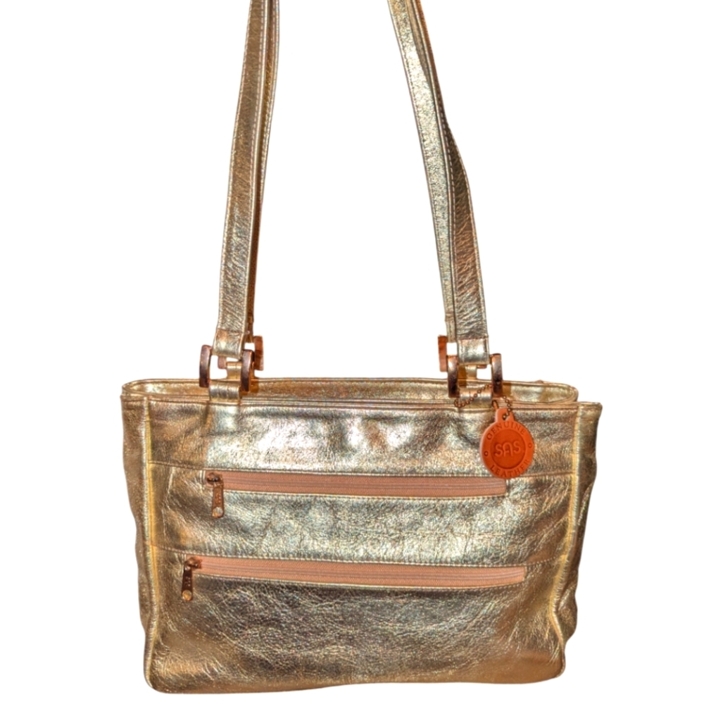 SAS Vintage Diane Gold Genuine Leather Shoulder Bag
